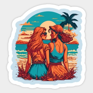 Two Girls on The Beach Sticker